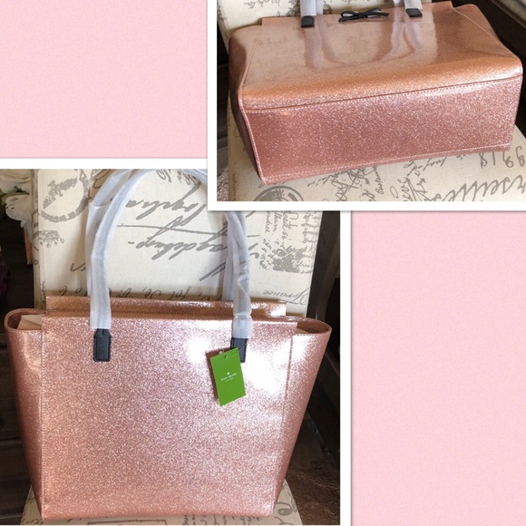 ✨KATE SPADE✨LAST 1! Rosegold Glitter Tote NEW! - Picture 4 of 8